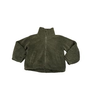 Lululemon Womens Cinchable Waist Fleece Zip Up Jacket Dark Olive Sz 8
